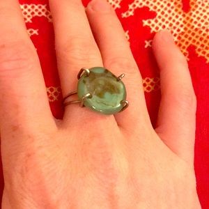 Large turquoise color gemstone Ring - 70s jewelry